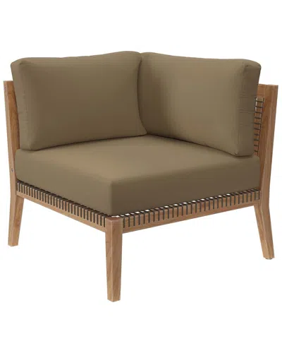 Modway Clearwater Outdoor Patio Teak Wood Corner Chair In Grey