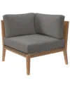 Modway Clearwater Outdoor Patio Teak Wood Corner Chair In Grey