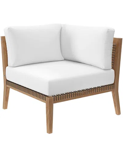 Modway Clearwater Outdoor Patio Teak Wood Corner Chair In White