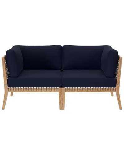 Modway Clearwater Outdoor Patio Teak Wood Loveseat In Grey