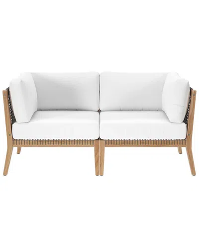 Modway Clearwater Outdoor Patio Teak Wood Loveseat In Grey