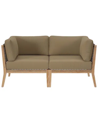 Modway Clearwater Outdoor Patio Teak Wood Loveseat In Grey