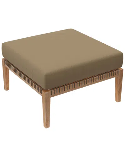 Modway Clearwater Outdoor Patio Teak Wood Ottoman In Grey