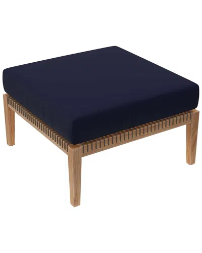 Modway Clearwater Outdoor Patio Teak Wood Ottoman In Grey