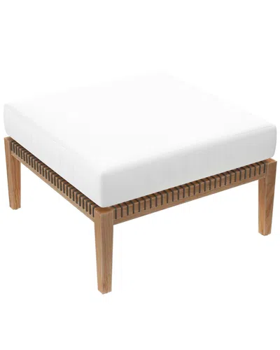 Modway Clearwater Outdoor Patio Teak Wood Ottoman In Grey