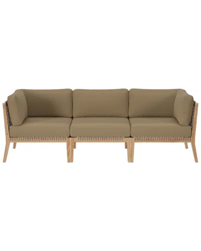 Modway Clearwater Outdoor Patio Teak Wood Sofa In Brown