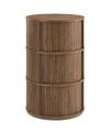 Modway Clement Round Pedestal Stand Storage Table With Sliding Tambour Doors In Brown