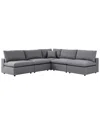 Modway Commix 5-piece Sunbrella Outdoor Patio Sectional Sofa In Gray