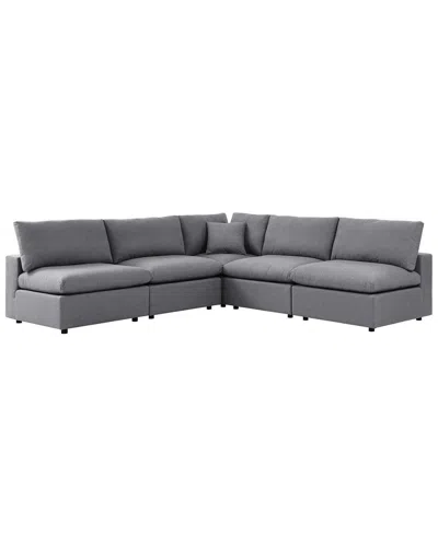Modway Commix 5-piece Sunbrella Outdoor Patio Sectional Sofa In Gray