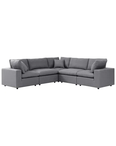 Modway Commix 5-piece Sunbrella Outdoor Patio Sectional Sofa In Gray