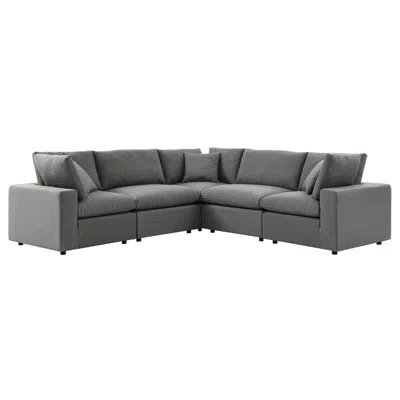Modway Commix 5-piece Outdoor Patio Sectional Sofa In Charcoal