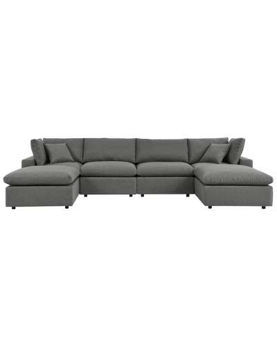 Modway Commix 6-piece Outdoor Patio Sectional Sofa In Charcoal