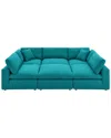 Modway Commix Down Filled Overstuffed 6pc Sectional Sofa In Blue