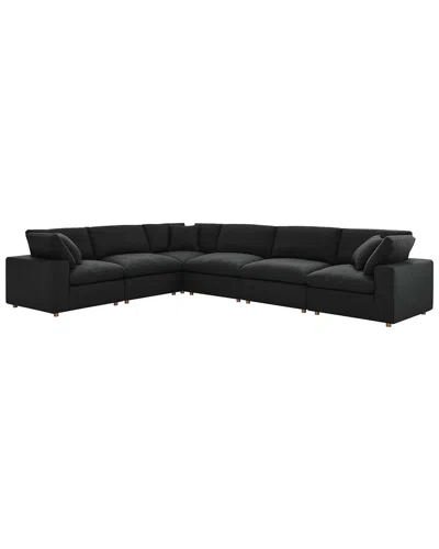 Modway Commix Down Filled Overstuffed 6pc Sectional Sofa Set In Black