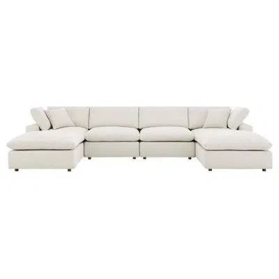 Modway Commix Down Filled Overstuffed Boucle 6-piece Sectional Sofa In Ivory