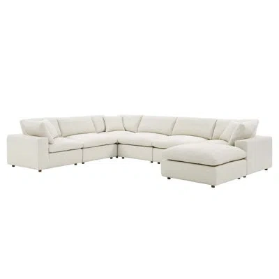 Modway Commix Down Filled Overstuffed Boucle 7-piece Sectional Sofa In Ivory