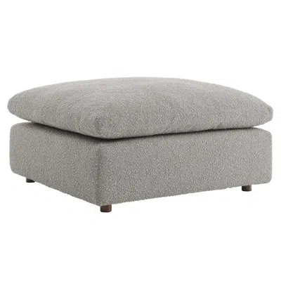 Modway Commix Down Filled Overstuffed Boucle Fabric Ottoman In Light Gray 100% Polyester