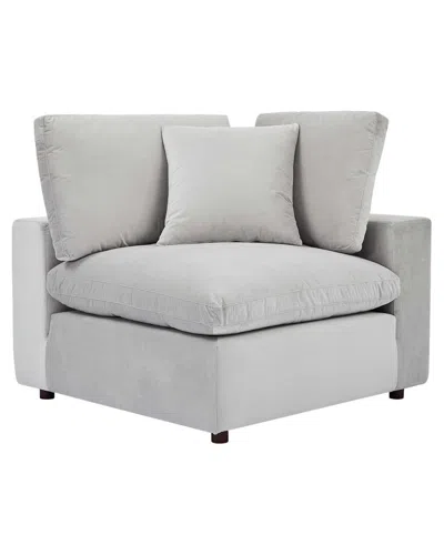 Modway Commix Down Filled Overstuffed Performance Velvet Corner Chair In Silver