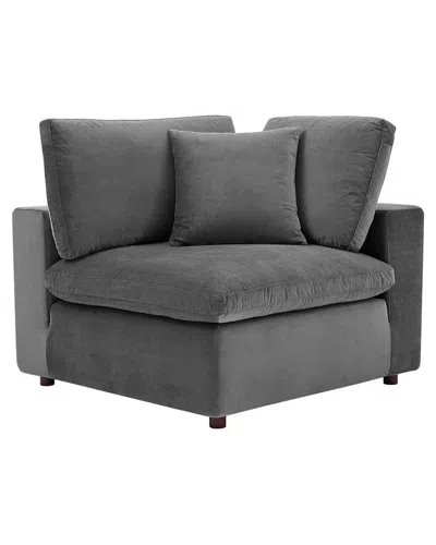 Modway Commix Down Filled Overstuffed Performance Velvet Corner Chair In Gray