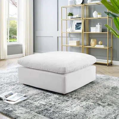 Modway Commix Down Filled Overstuffed Performance Velvet Ottoman In White Velvet