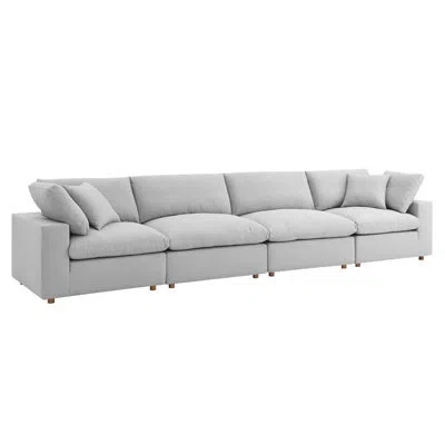 Modway Commix Down-filled Overstuffed Upholstered 4 Piece Sectional Sofa By  In Light Gray 100% Polyester