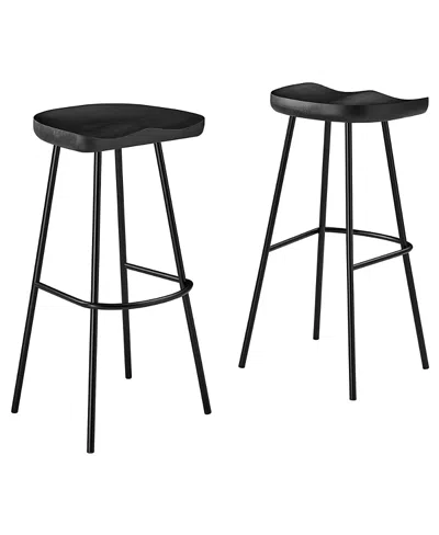 Modway Concord Backless Wood Bar Stools, Set Of 2 In Black