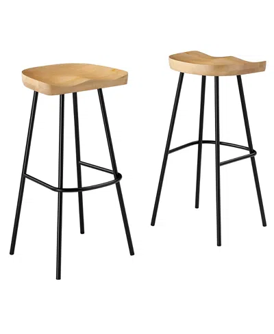 Modway Concord Backless Wood Bar Stools, Set Of 2 In Brown