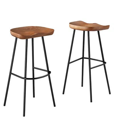 Modway Concord Backless Wood Bar Stools, Set Of 2 In Brown