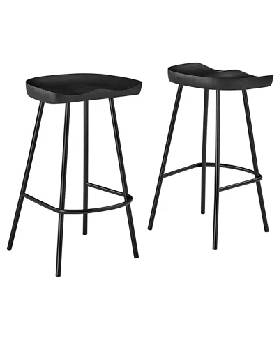 Modway Concord Backless Wood Counter Stools, Set Of 2 In Black