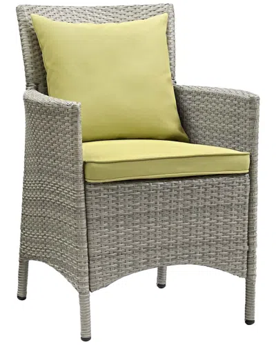 Modway Conduit Outdoor Patio Wicker Rattan Dining Armchair In Yellow