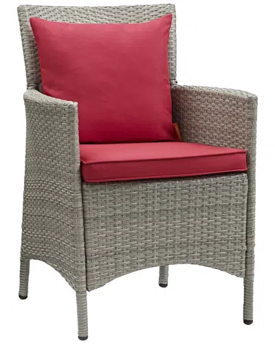 Modway Conduit Outdoor Patio Wicker Rattan Dining Armchair In Grey
