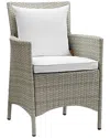 Modway Conduit Outdoor Patio Wicker Rattan Dining Armchair In Grey