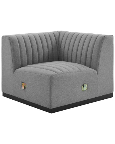 Modway Conjure Channel Tufted Fabric Right Corner Chair In Gray