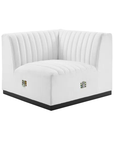 Modway Conjure Channel Tufted Fabric Right Corner Chair In White