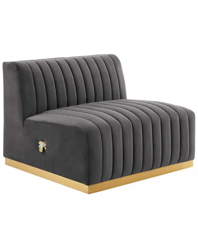 Modway Conjure Channel Tufted Performance Velvet Armless Chair In Black