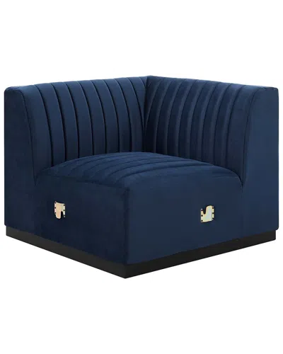 Modway Conjure Channel Tufted Performance Velvet Left Corner Chair In Blue