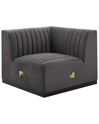 Modway Conjure Channel Tufted Performance Velvet Left Corner Chair In Black