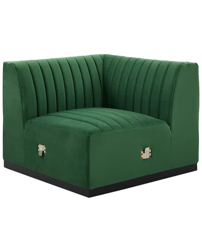 Modway Conjure Channel Tufted Performance Velvet Right Corner Chair In Green