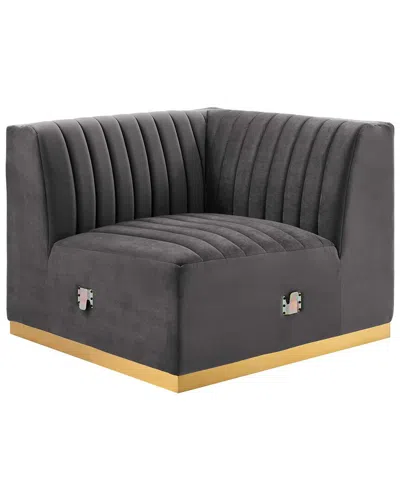 Modway Conjure Channel Tufted Performance Velvet Right Corner Chair In Black