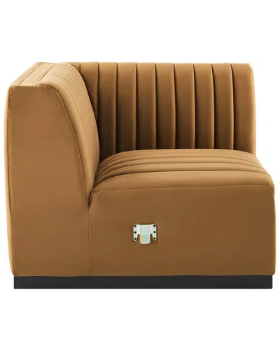 Modway Conjure Channel Tufted Performance Velvet Right Corner Chair In Brown