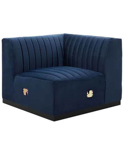 Modway Conjure Channel Tufted Performance Velvet Right Corner Chair In Blue