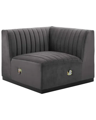 Modway Conjure Channel Tufted Performance Velvet Right Corner Chair In Brown