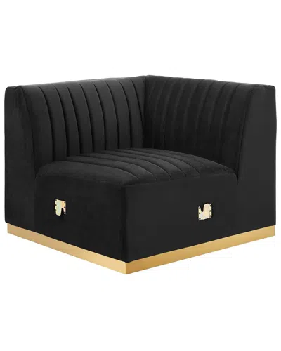 Modway Conjure Channel Tufted Performance Velvet Right Corner Chair In Black