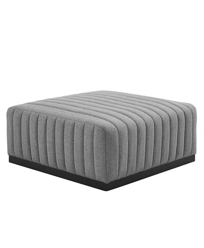 Modway Conjure Channel Tufted Upholstered Fabric Ottoman In Gray