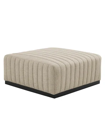 Modway Conjure Channel Tufted Upholstered Fabric Ottoman In Neutral