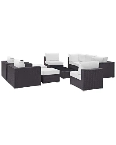 Modway Convene 10-piece Outdoor Patio Sectional Set In Black