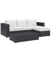 Modway Convene 3-piece Outdoor Patio Sofa Set In Brown