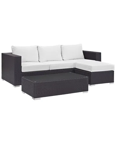 Modway Convene 3-piece Outdoor Patio Sofa Set In Brown