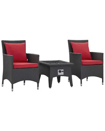 Modway Convene 3-piece Set Outdoor Patio With Fire Pit In Gray