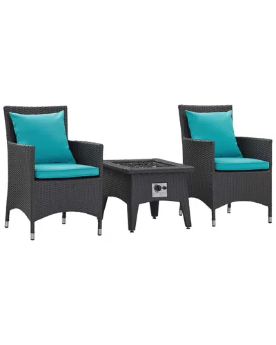 Modway Convene 3-piece Set Outdoor Patio With Fire Pit In Black